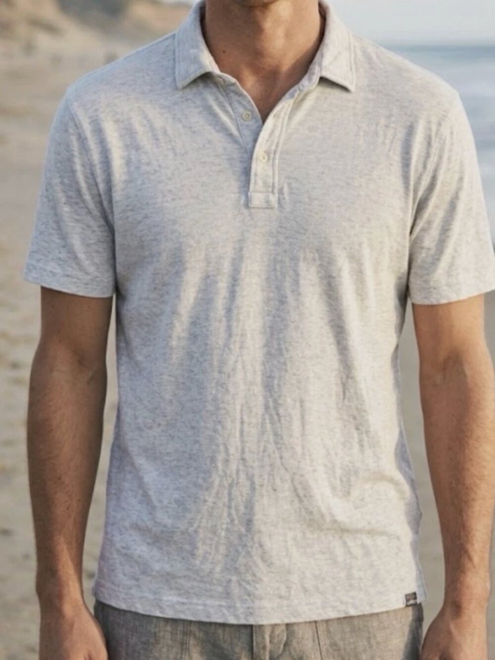 Faherty Cloud Cotton Polo Shirt - Light Heathered Gray